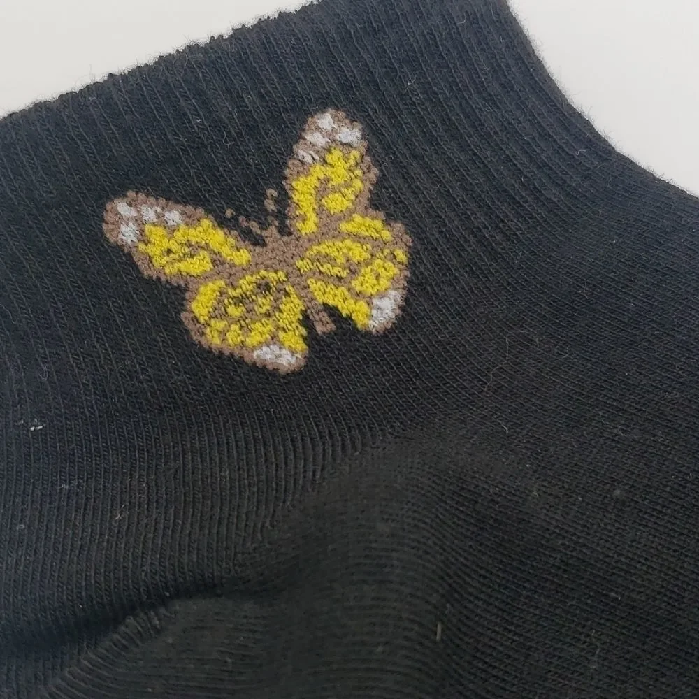 Black butterfly ankle socks